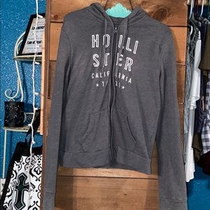 Grey Zip Up Jacket with hoodie and pockets